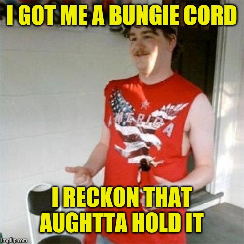 Redneck Randal Meme | I GOT ME A BUNGIE CORD I RECKON THAT AUGHTTA HOLD IT | image tagged in memes,redneck randal | made w/ Imgflip meme maker