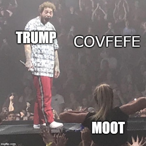 COVFEFE; TRUMP; MOOT | image tagged in moot | made w/ Imgflip meme maker