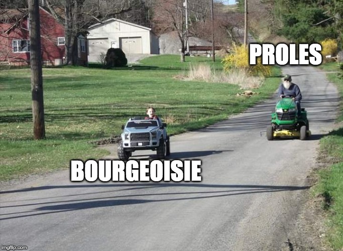 Epic Car Chase | PROLES; BOURGEOISIE | image tagged in epic car chase | made w/ Imgflip meme maker