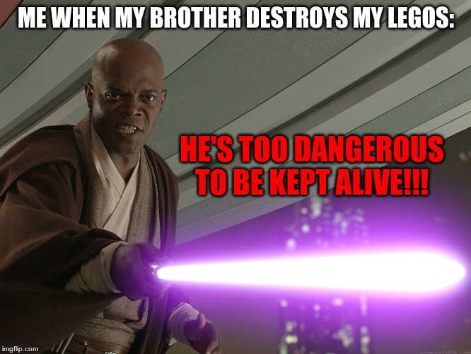 He's too dangerous to be left alive! | ME WHEN MY BROTHER DESTROYS MY LEGOS:; HE'S TOO DANGEROUS TO BE KEPT ALIVE!!! | image tagged in he's too dangerous to be left alive | made w/ Imgflip meme maker