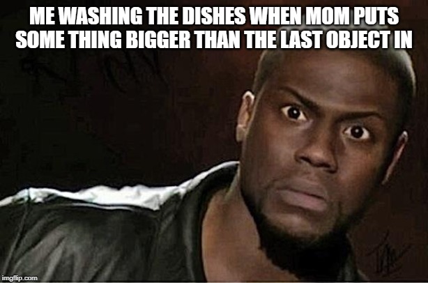 Kevin Hart Meme | ME WASHING THE DISHES WHEN MOM PUTS SOME THING BIGGER THAN THE LAST OBJECT IN | image tagged in memes,kevin hart | made w/ Imgflip meme maker