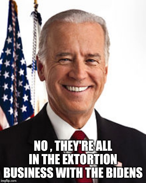 Joe Biden Meme | NO , THEY'RE ALL IN THE EXTORTION BUSINESS WITH THE BIDENS | image tagged in memes,joe biden | made w/ Imgflip meme maker