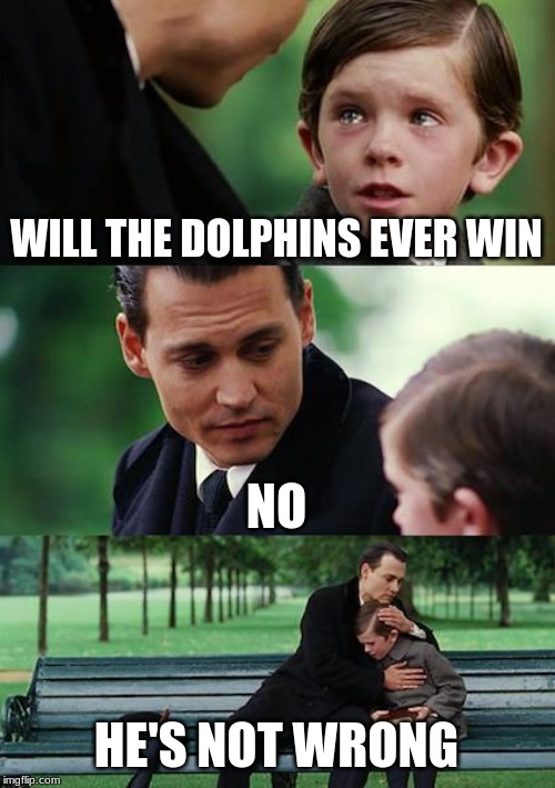 Finding Neverland | WILL THE DOLPHINS EVER WIN; NO; HE'S NOT WRONG | image tagged in memes,finding neverland | made w/ Imgflip meme maker