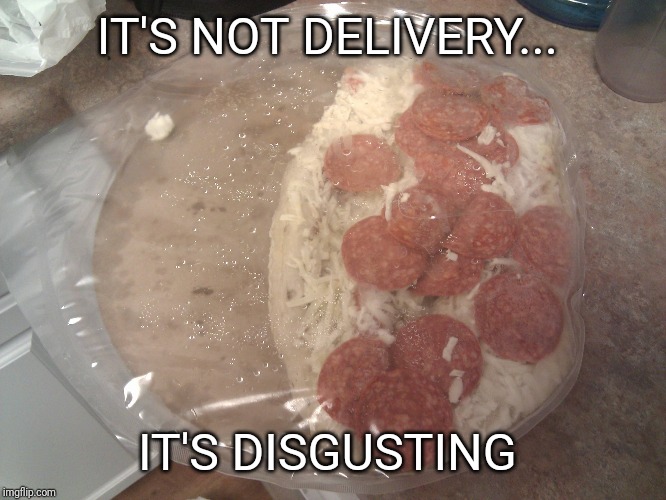 It may be, that you like digiorno and just don't want to get better pizza delivered. That's fine. But as a NY Stater. I don't. | IT'S NOT DELIVERY... IT'S DISGUSTING | image tagged in pizza,memes | made w/ Imgflip meme maker