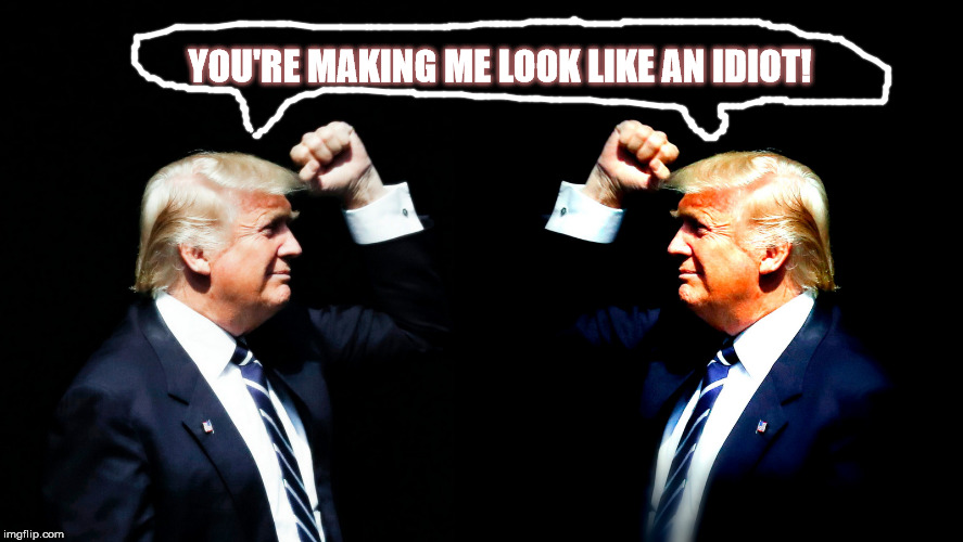 Like talking to a mirror | YOU'RE MAKING ME LOOK LIKE AN IDIOT! | image tagged in president trump,political humor,impeach trump | made w/ Imgflip meme maker