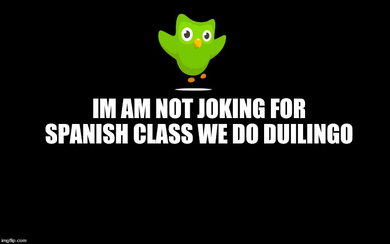 Black Color | IM AM NOT JOKING FOR SPANISH CLASS WE DO DUILINGO | image tagged in black color | made w/ Imgflip meme maker