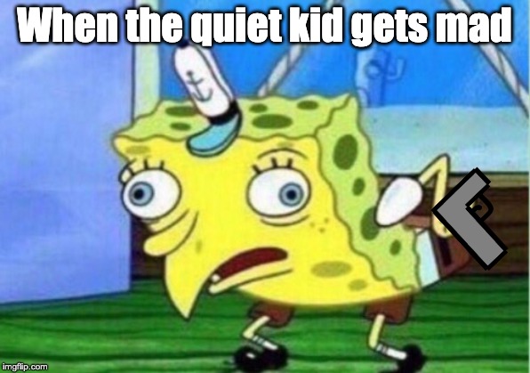 Mocking Spongebob Meme | When the quiet kid gets mad | image tagged in memes,mocking spongebob | made w/ Imgflip meme maker