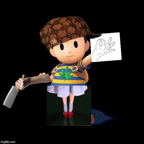 Cursed Ness | image tagged in ness,weed,cursed image | made w/ Imgflip meme maker