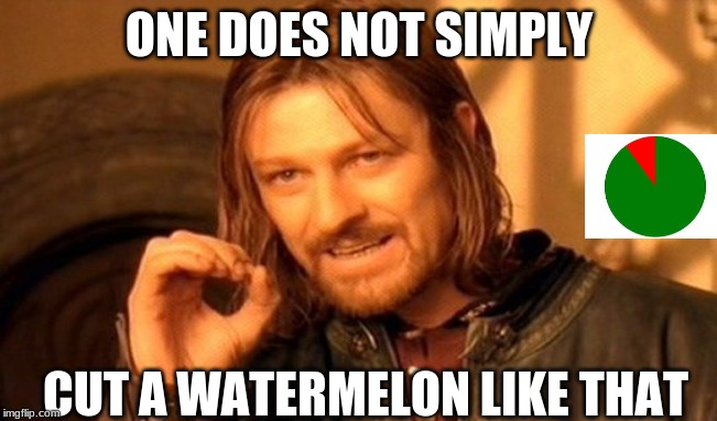 One Does Not Simply Meme | ONE DOES NOT SIMPLY; CUT A WATERMELON LIKE THAT | image tagged in memes,one does not simply | made w/ Imgflip meme maker