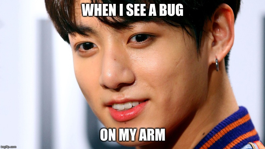 WHEN I SEE A BUG; ON MY ARM | image tagged in bts | made w/ Imgflip meme maker