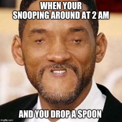 WHEN YOUR SNOOPING AROUND AT 2 AM; AND YOU DROP A SPOON | made w/ Imgflip meme maker