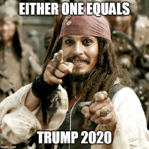 POINT JACK | EITHER ONE EQUALS TRUMP 2020 | image tagged in point jack | made w/ Imgflip meme maker