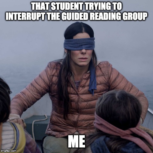 Bird Box Meme | THAT STUDENT TRYING TO INTERRUPT THE GUIDED READING GROUP; ME | image tagged in memes,bird box | made w/ Imgflip meme maker