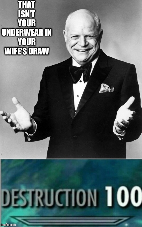THAT ISN'T YOUR UNDERWEAR IN YOUR WIFE'S DRAW | image tagged in don rickles,destruction 100 | made w/ Imgflip meme maker