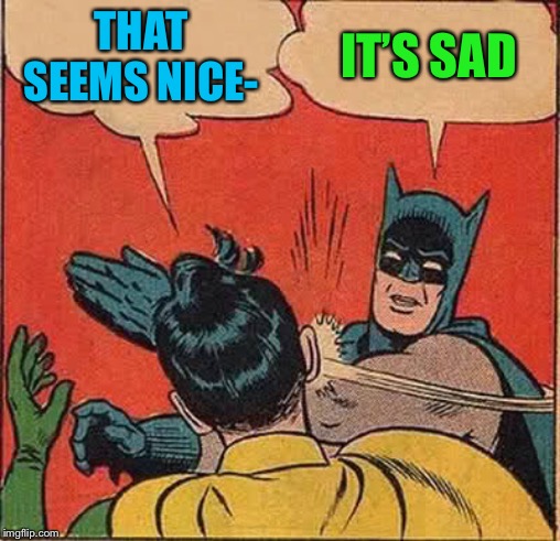 Batman Slapping Robin Meme | THAT SEEMS NICE- IT’S SAD | image tagged in memes,batman slapping robin | made w/ Imgflip meme maker