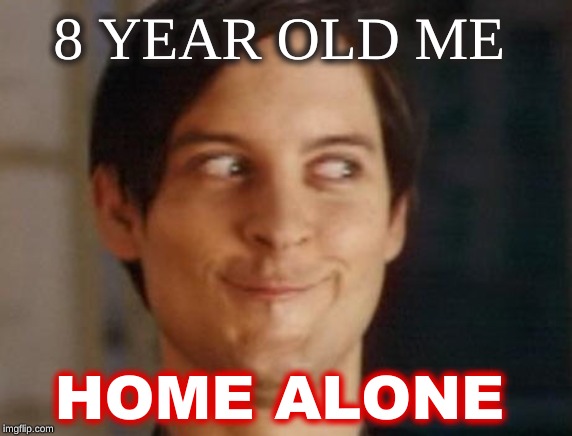 Spiderman Peter Parker | 8 YEAR OLD ME; HOME ALONE | image tagged in memes,spiderman peter parker | made w/ Imgflip meme maker