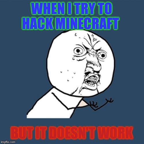 Y U No Meme | WHEN I TRY TO HACK MINECRAFT; BUT IT DOESN'T WORK | image tagged in memes,y u no | made w/ Imgflip meme maker