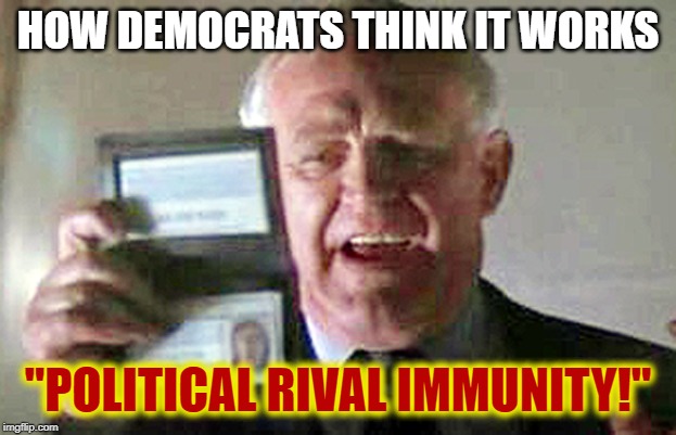 Only for Their Side. | HOW DEMOCRATS THINK IT WORKS; "POLITICAL RIVAL IMMUNITY!" | image tagged in diplomatic immunity,funny,funny memes,memes,mxm | made w/ Imgflip meme maker