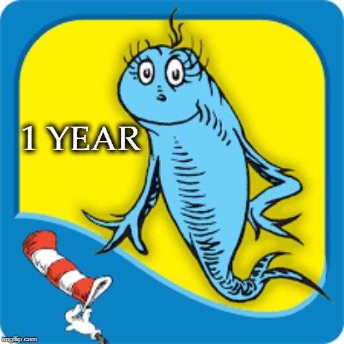 1 YEAR | image tagged in dr seuss | made w/ Imgflip meme maker