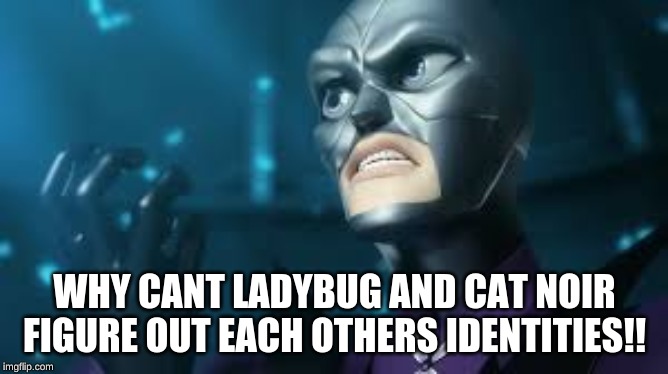 angry hawkmoth miraculous ladybug hawk moth | WHY CANT LADYBUG AND CAT NOIR FIGURE OUT EACH OTHERS IDENTITIES!! | image tagged in angry hawkmoth miraculous ladybug hawk moth | made w/ Imgflip meme maker