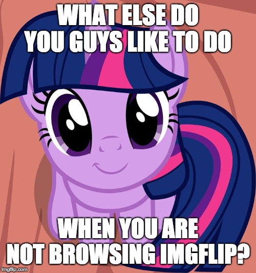 I'm curious about your hobbies! | WHAT ELSE DO YOU GUYS LIKE TO DO; WHEN YOU ARE NOT BROWSING IMGFLIP? | image tagged in twilight is interested,memes,interests,hobbies,imgflip,imgflip users | made w/ Imgflip meme maker
