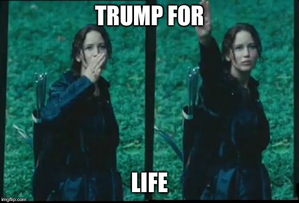 Katniss Respect | TRUMP FOR LIFE | image tagged in katniss respect | made w/ Imgflip meme maker