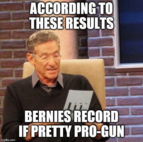 Maury Lie Detector Meme | ACCORDING TO THESE RESULTS BERNIES RECORD IF PRETTY PRO-GUN | image tagged in memes,maury lie detector | made w/ Imgflip meme maker