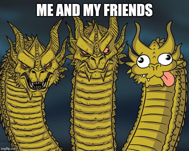 Three-headed Dragon | ME AND MY FRIENDS | image tagged in three-headed dragon | made w/ Imgflip meme maker