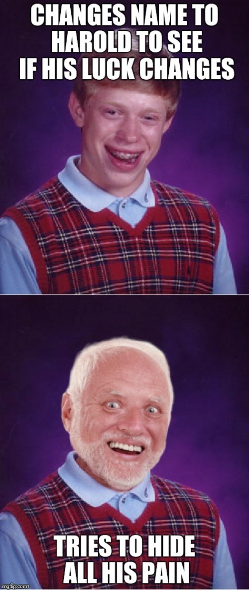 the real conspiracy theory | image tagged in hide the pain harold,bad luck brian,memes | made w/ Imgflip meme maker