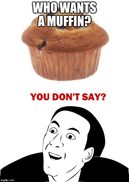 WHO WANTS A MUFFIN? | image tagged in memes,you don't say | made w/ Imgflip meme maker