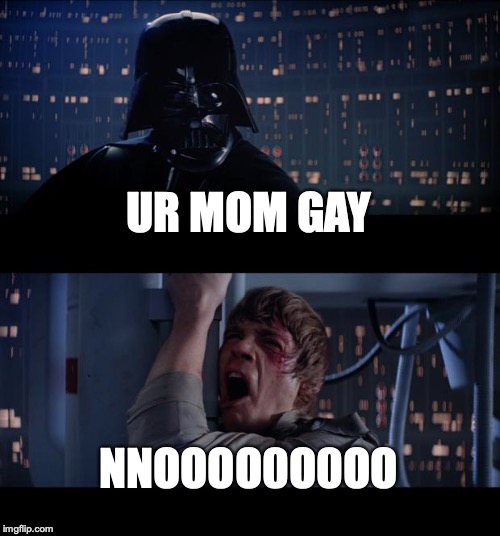 Star Wars No Meme | UR MOM GAY; NNOOOO0O0OO | image tagged in memes,star wars no | made w/ Imgflip meme maker
