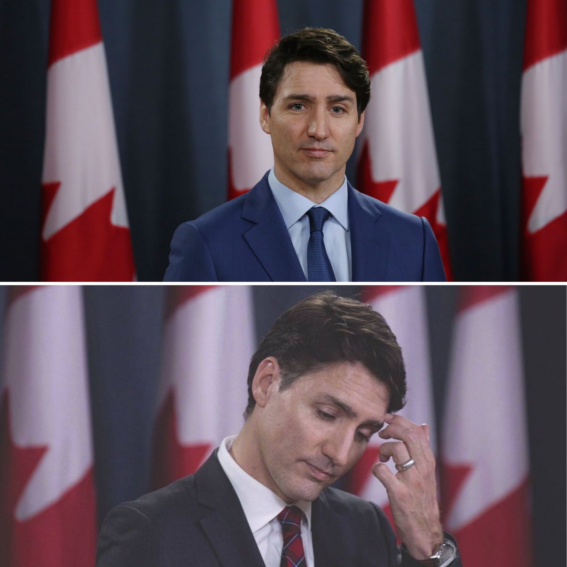 Trudeau happy then sad Blank Meme Template