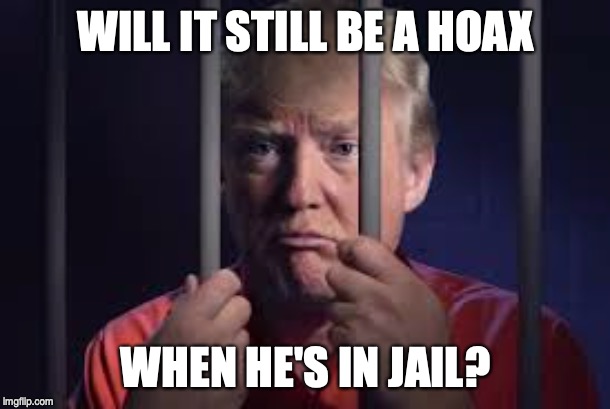 Trump jail | WILL IT STILL BE A HOAX WHEN HE'S IN JAIL? | image tagged in trump jail | made w/ Imgflip meme maker