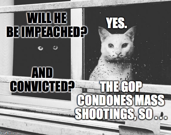 Sad today. | WILL HE BE IMPEACHED? YES. AND CONVICTED? THE GOP CONDONES MASS SHOOTINGS, SO . . . | image tagged in memes,sadness,impeached yes convicted no,gop | made w/ Imgflip meme maker