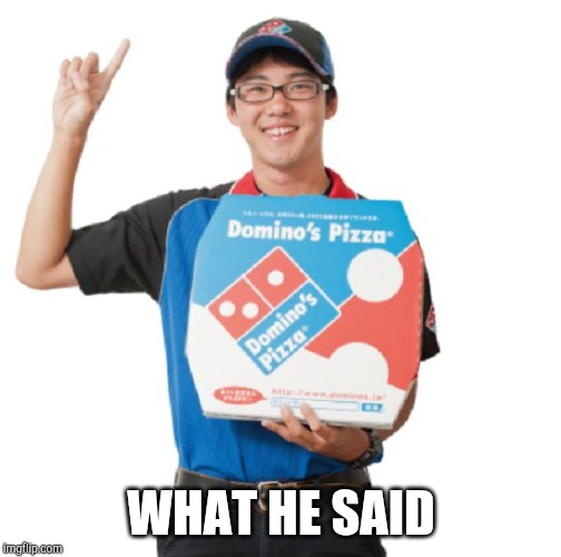 Domino's guy | WHAT HE SAID | image tagged in domino's guy | made w/ Imgflip meme maker