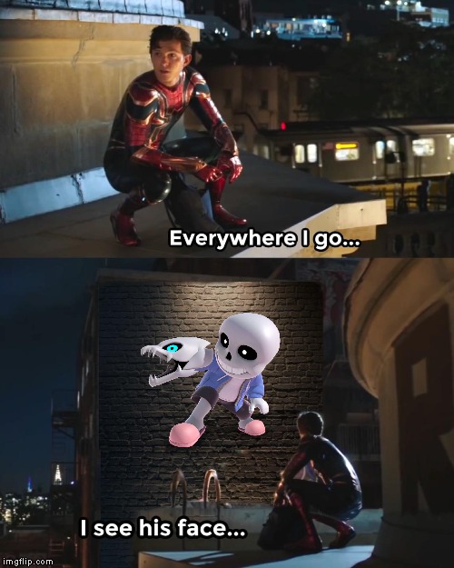 Everywhere I Go Spider-Man | image tagged in everywhere i go spider-man,sans,super smash bros | made w/ Imgflip meme maker