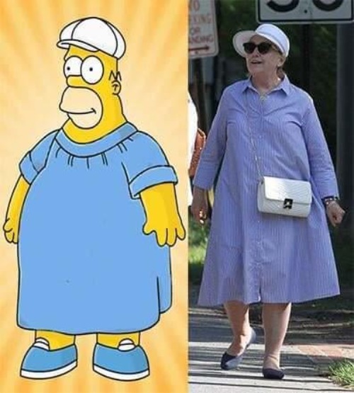 Who Wore it Better, Homer Simpson or Hillary Clinton? | image tagged in d'oh,homer simpson,hillary clinton,the simpsons,funny,runway fashion | made w/ Imgflip meme maker