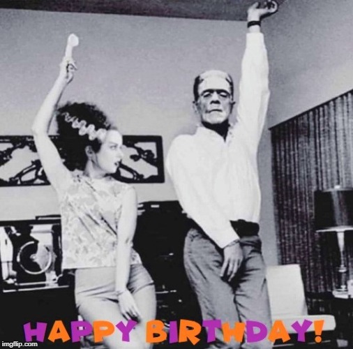 Frankenstein and The Bride Birthday | image tagged in frankenstein,happy birthday,birthday,halloween,dancing | made w/ Imgflip meme maker