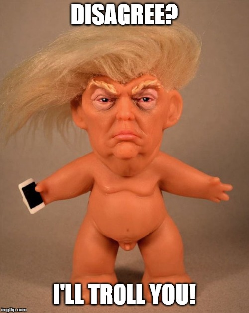 Trump Troll Doll | DISAGREE? I'LL TROLL YOU! | image tagged in trump troll doll | made w/ Imgflip meme maker