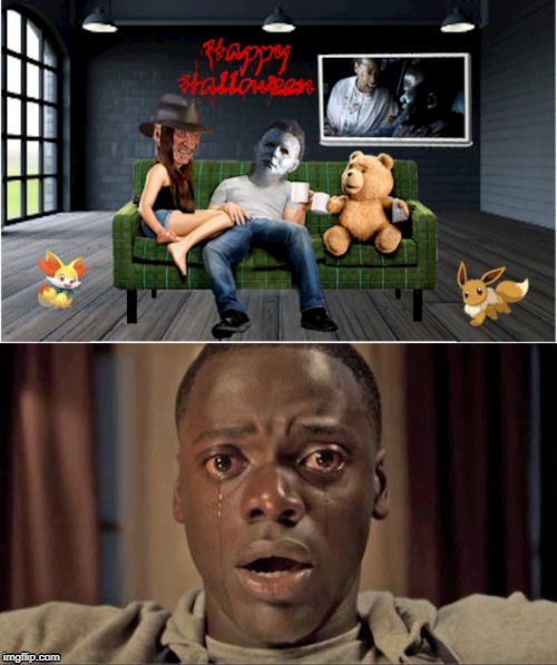 image tagged in halloween,happy halloween,freddy krueger,michael myers,get out,pokemon | made w/ Imgflip meme maker