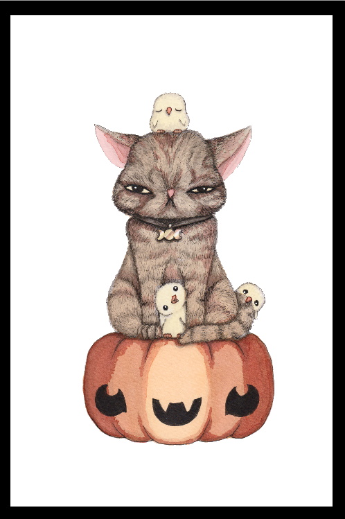 Grumpy Halloween Cat Blank Meme Template