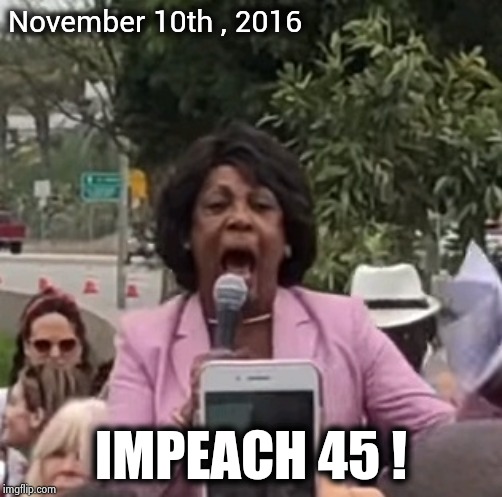 Maxine Waters | November 10th , 2016 IMPEACH 45 ! | image tagged in maxine waters | made w/ Imgflip meme maker