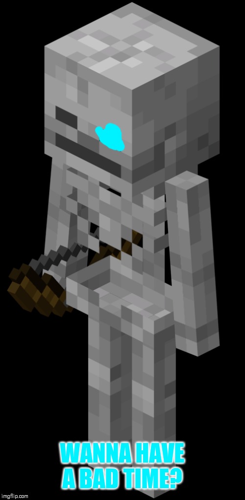 Skeleton with a bow | WANNA HAVE A BAD TIME? | image tagged in skeleton with a bow,sans,minecraft,memes | made w/ Imgflip meme maker