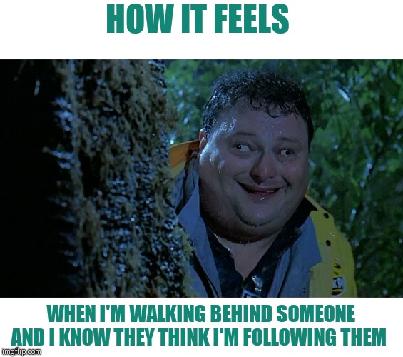 I'm not a stalker, I'm just going where you're going ಠ_ʖಠ | HOW IT FEELS; WHEN I'M WALKING BEHIND SOMEONE AND I KNOW THEY THINK I'M FOLLOWING THEM | image tagged in to follow or not to follow | made w/ Imgflip meme maker