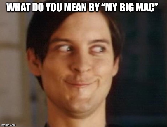Spiderman Peter Parker Meme | WHAT DO YOU MEAN BY “MY BIG MAC” | image tagged in memes,spiderman peter parker | made w/ Imgflip meme maker
