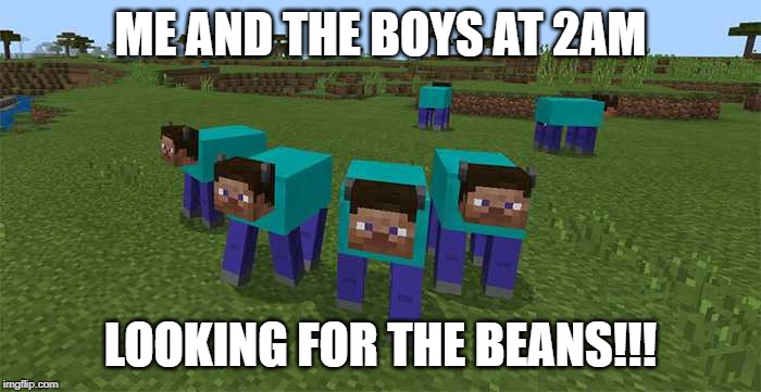 me and the boys | ME AND THE BOYS AT 2AM; LOOKING FOR THE BEANS!!! | image tagged in me and the boys | made w/ Imgflip meme maker