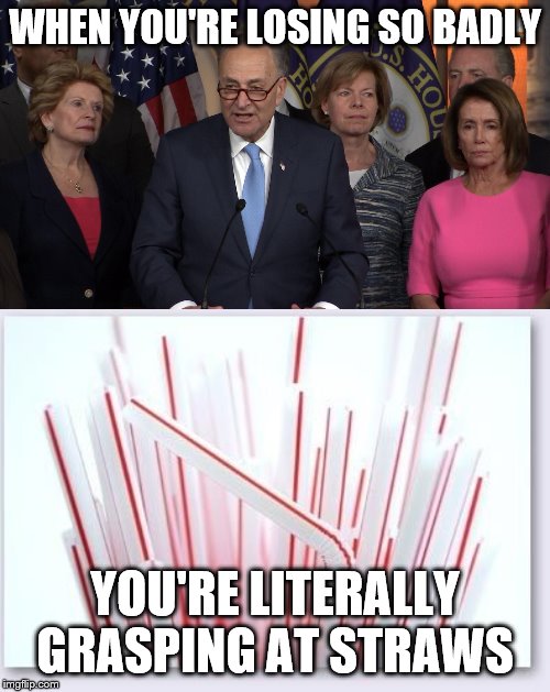 WHEN YOU'RE LOSING SO BADLY; YOU'RE LITERALLY GRASPING AT STRAWS | image tagged in straws,democrat congressmen | made w/ Imgflip meme maker