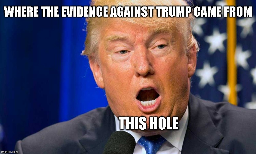 A Fool Opens His Mouth and Removes All Doubt | WHERE THE EVIDENCE AGAINST TRUMP CAME FROM; THIS HOLE | image tagged in impeach trump,crimes are not jokes,trump is an asshole | made w/ Imgflip meme maker