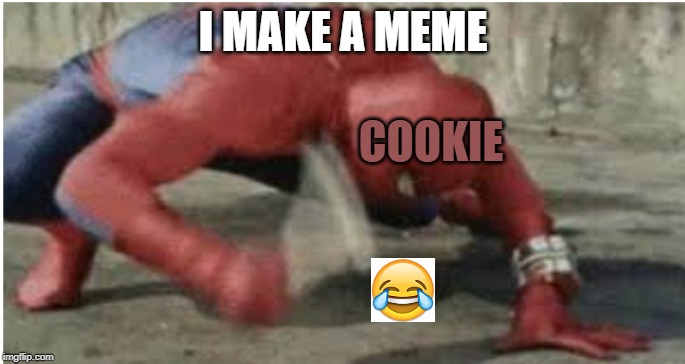 Spider-Man Hitting Floor | I MAKE A MEME; COOKIE | image tagged in spider-man hitting floor | made w/ Imgflip meme maker