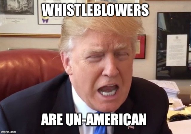 trump crying | WHISTLEBLOWERS ARE UN-AMERICAN | image tagged in trump crying | made w/ Imgflip meme maker